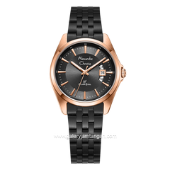 Alexandre Christie Classic AC 8677 LD Women Black Rosegold Stainless Steel Strap