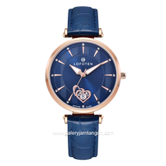 LOFOTEN F-2318L Blue Rosegold Sapphire Glass Leather Strap