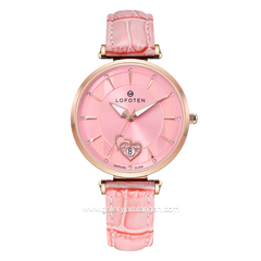 LOFOTEN F-2318L Pink Rosegold Sapphire Glass Leather Strap