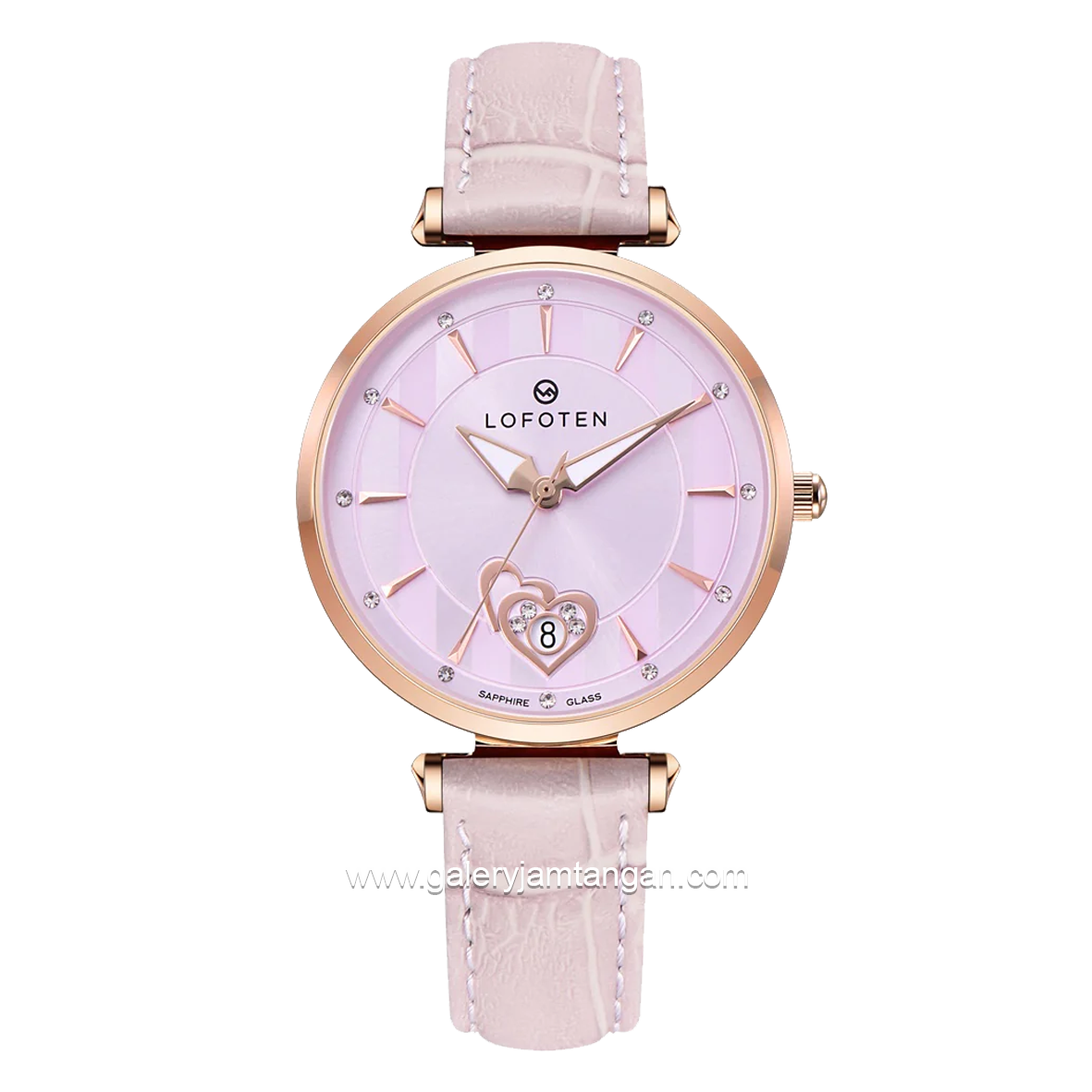 LOFOTEN F-2318L Purple Rosegold Sapphire Glass Leather Strap