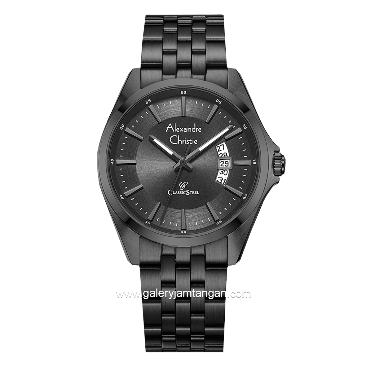 Alexandre Christie Classic AC 8677 MD Men Full Black Stainless Steel Strap