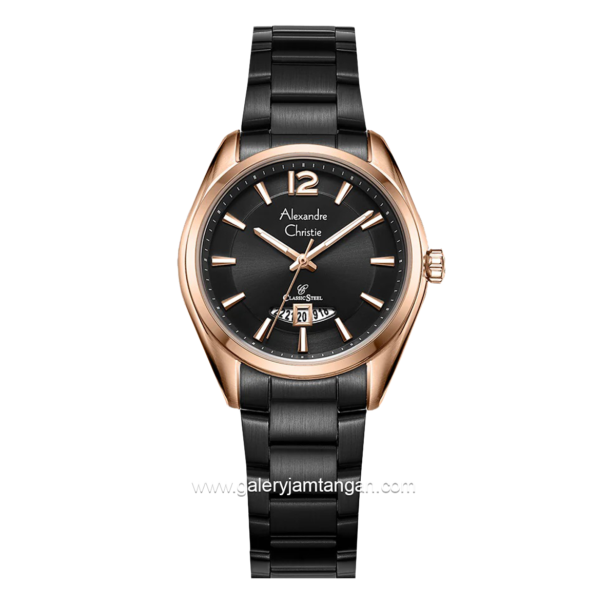 Alexandre Christie AC 8679 LD Black Rosegold Stainless Steel