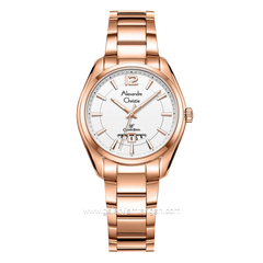 Alexandre Christie AC 8679 LD Rosegold Dial White Stainless Steel