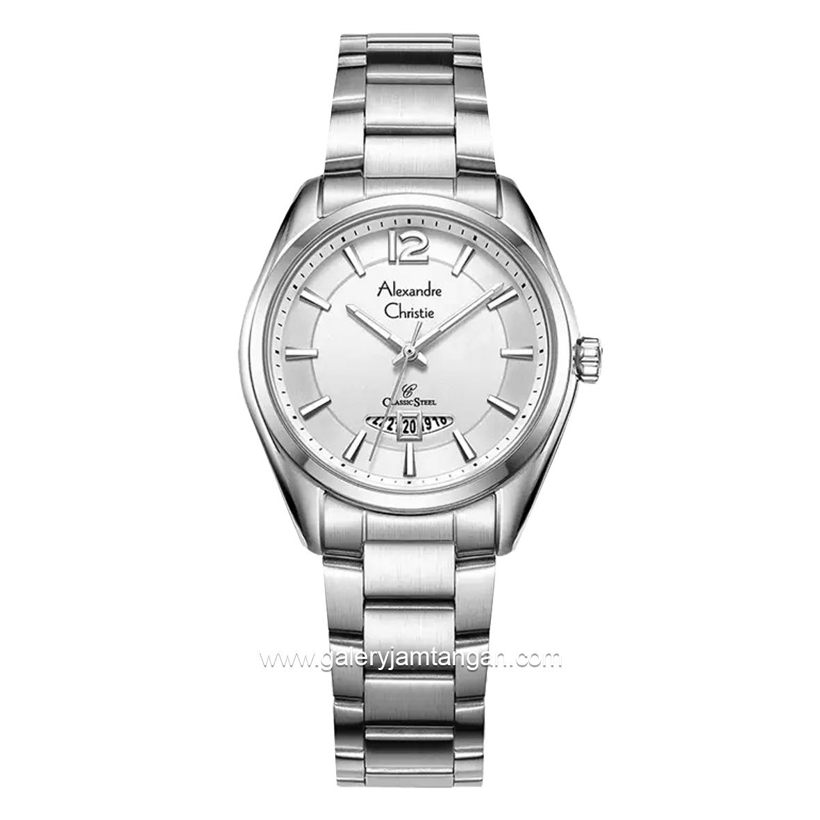 Alexandre Christie AC 8679 LD Silver Dial White Stainless Steel