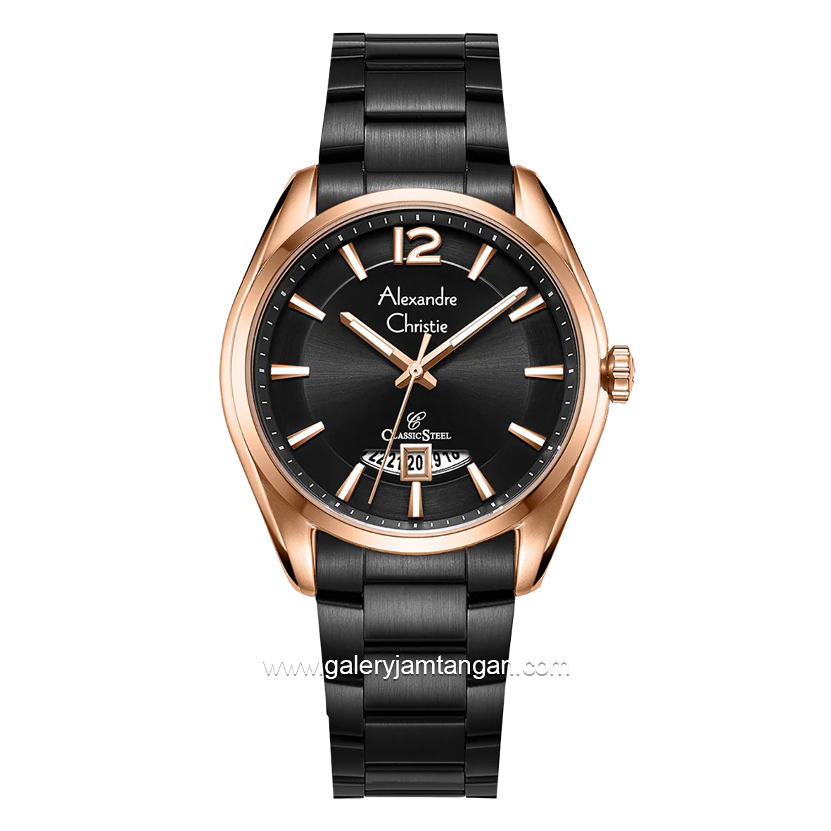 Alexandre Christie AC 8679 MD Black Rosegold Stainless Steel