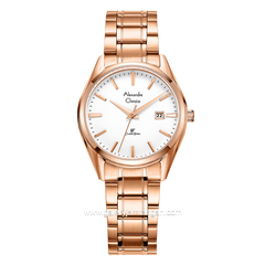 Alexandre Christie Classic AC 8681 LD Rosegold Dial White Stainless Steel Strap