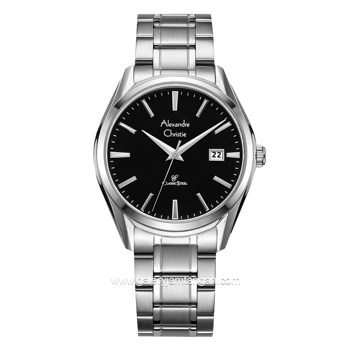 Alexandre Christie Classic AC 8681 MD Silver Dial Black Stainless Steel Strap