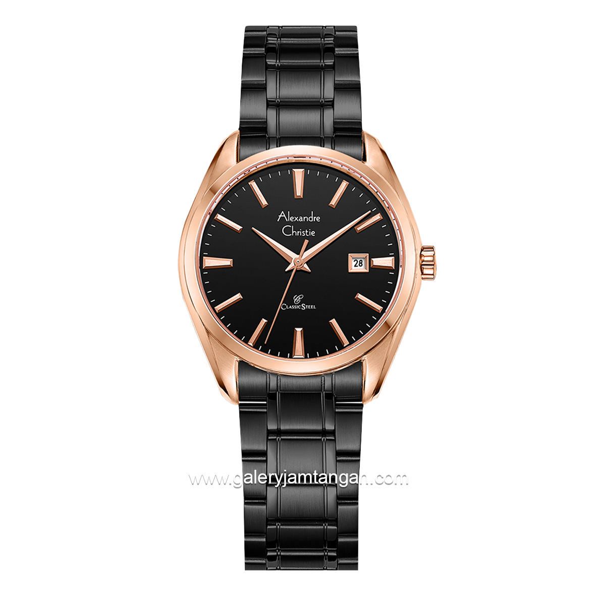 Alexandre Christie AC 8682 LD Black Rosegold Stainless Steel