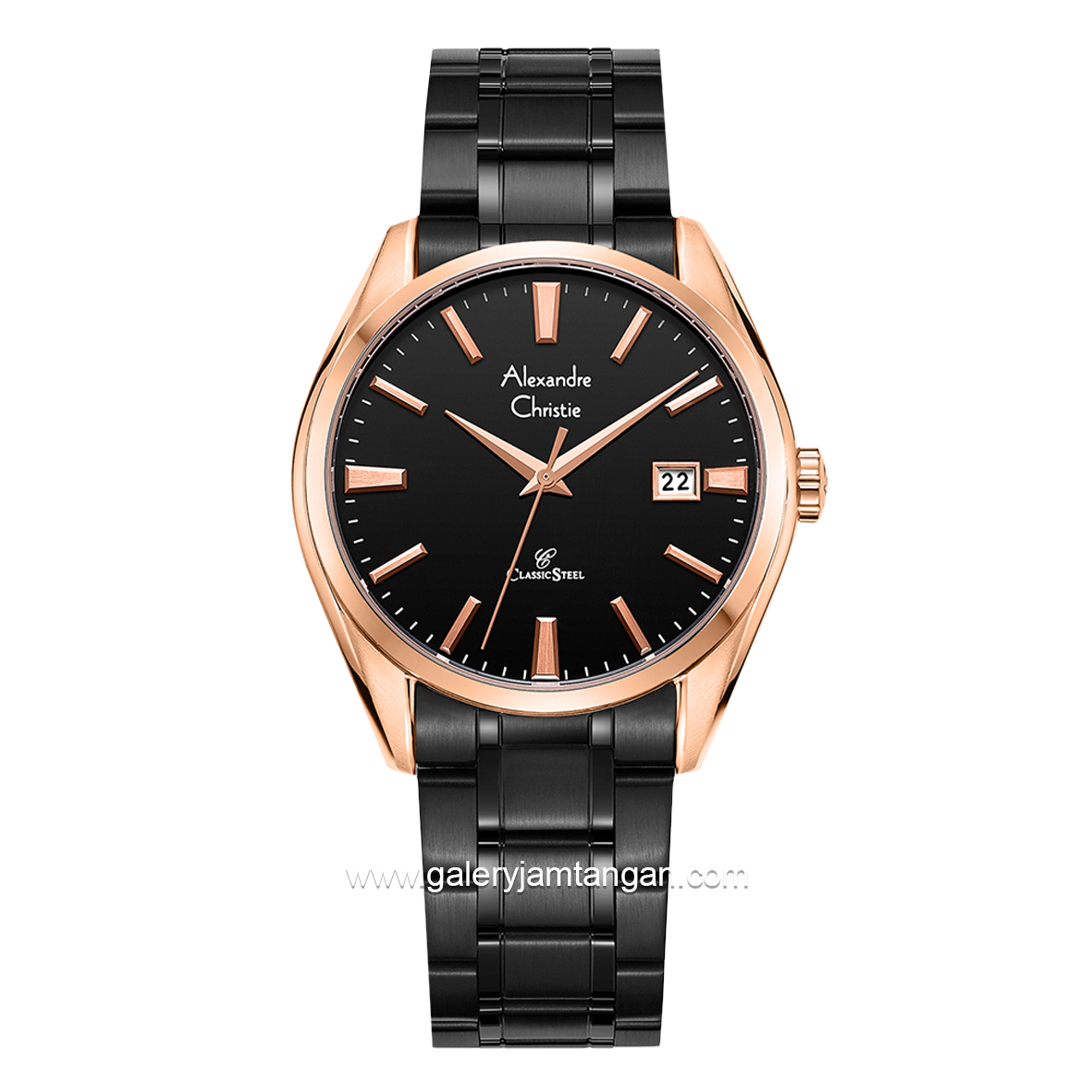 Alexandre Christie AC 8682 MD Black Rosegold Stainless Steel