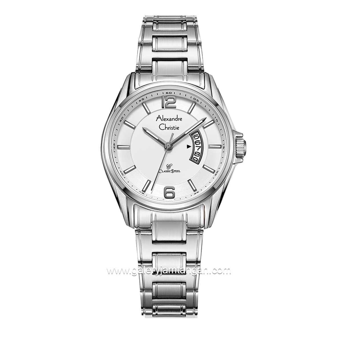 Alexandre Christie AC 8684 LD Silver Dial White Stainless Steel