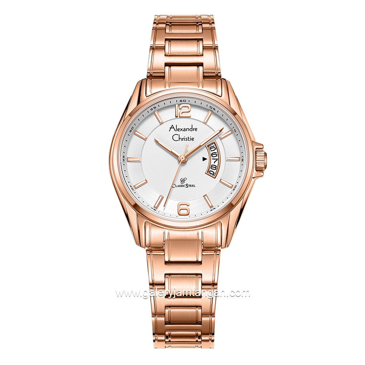 Alexandre Christie AC 8684 LD Rosegold Dial White Stainless Steel
