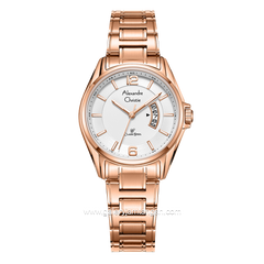 Alexandre Christie AC 8684 LD Rosegold Dial White Stainless Steel