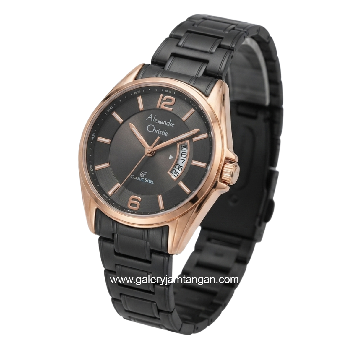 Alexandre Christie AC 8684 LDBBRBA Black Rosegold Stainless Steel