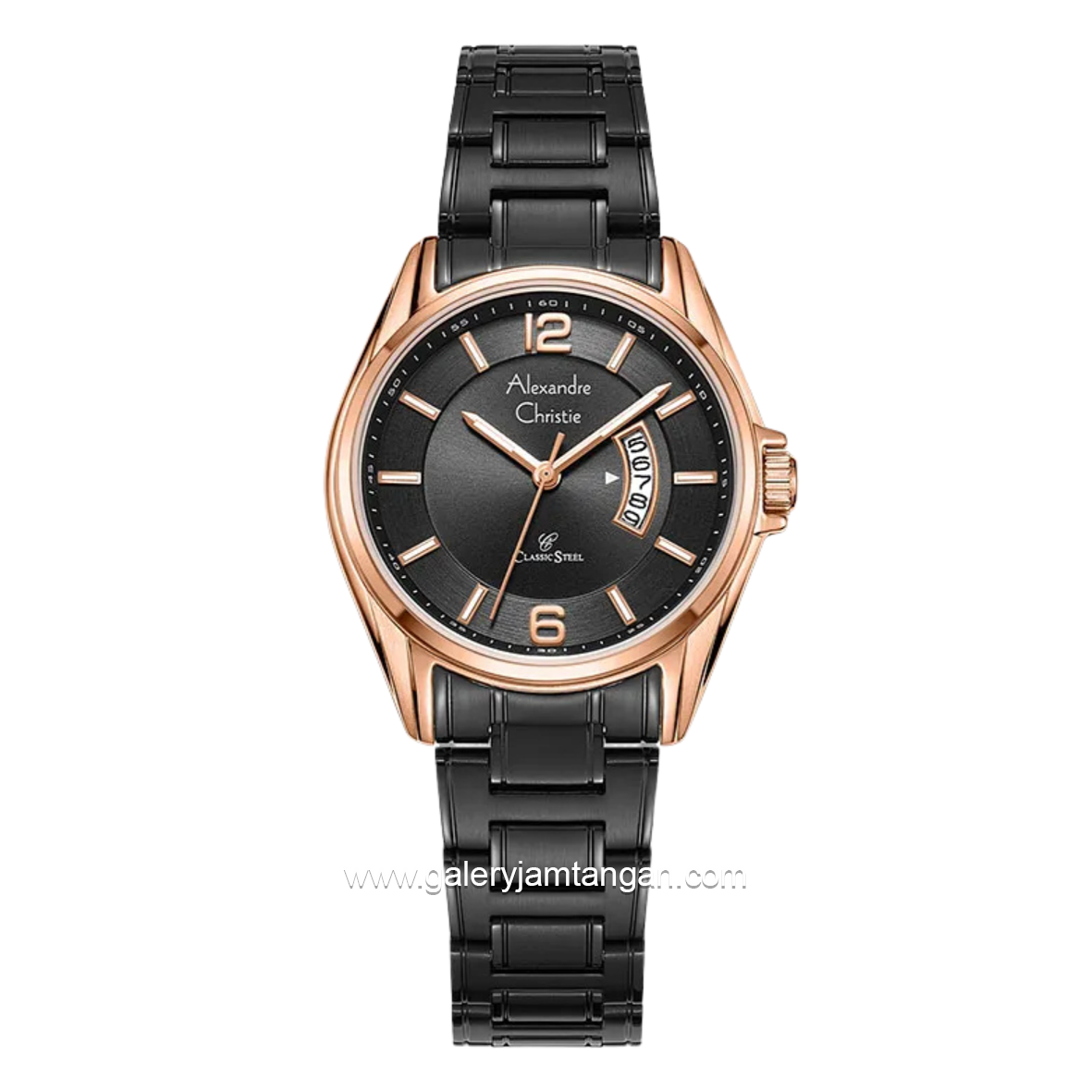 Alexandre Christie AC 8684 LDBBRBA Black Rosegold Stainless Steel