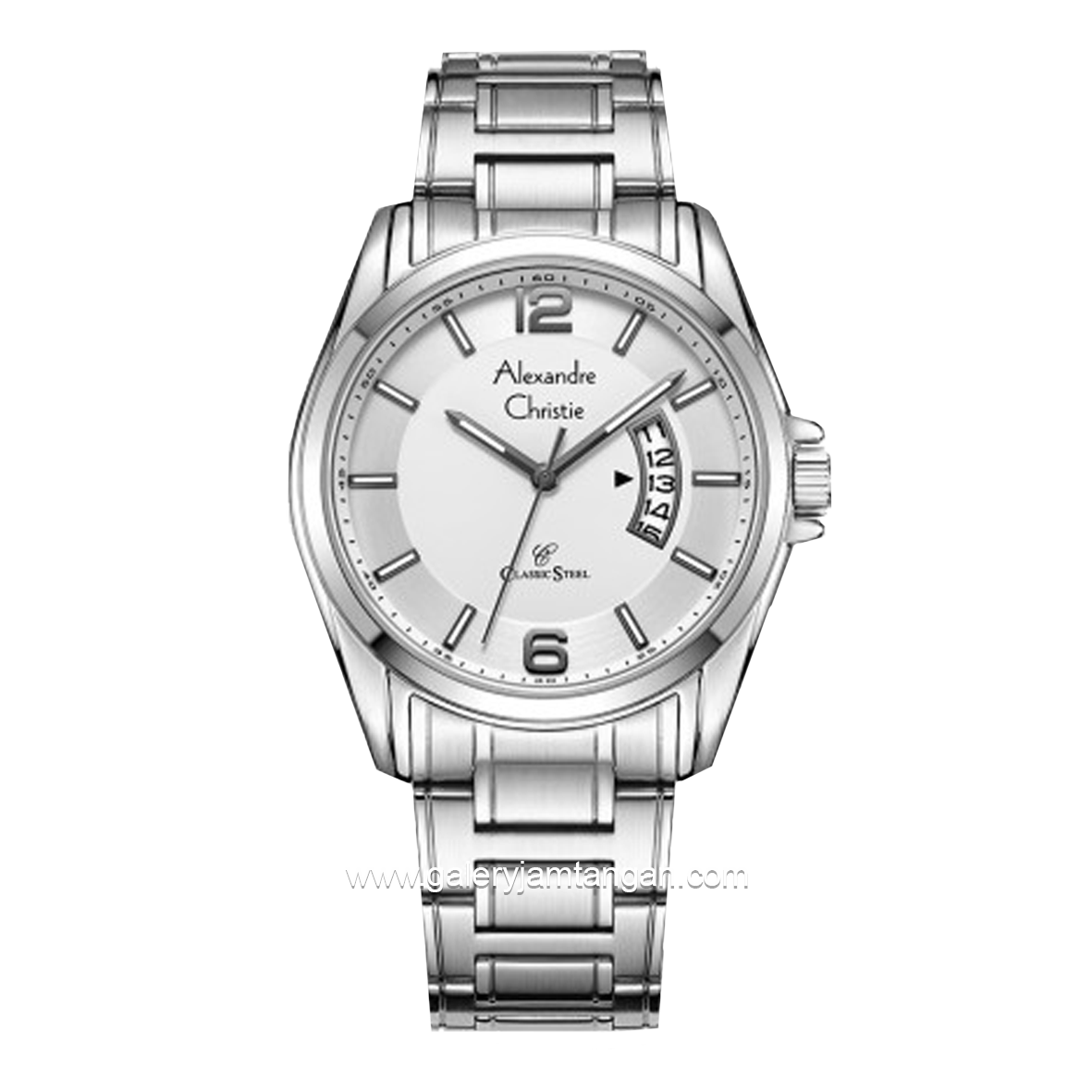 Alexandre Christie AC 8684 MD Silver Dial White Stainless Steel