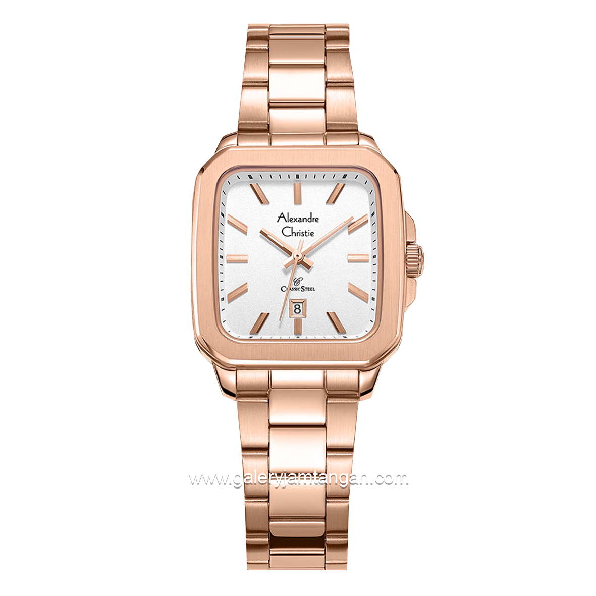 Alexandre Christie AC 8687 LD Rosegold Dial White Stainless Steel