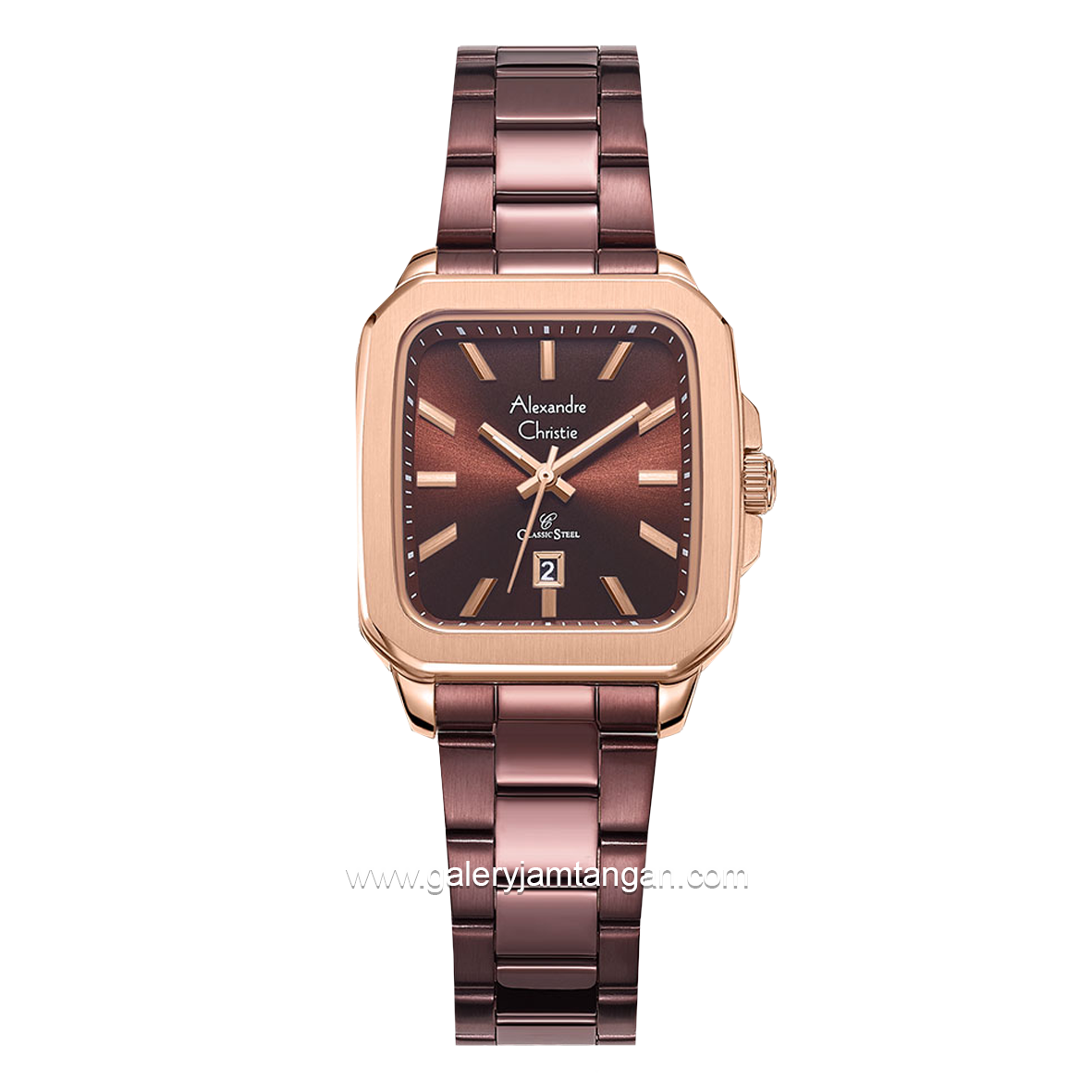 Alexandre Christie AC 8687 LD Brown Rosegold Stainless Steel