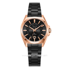 Alexandre Christie AC 8688 LD Black Rosegold Stainless Steel Strap