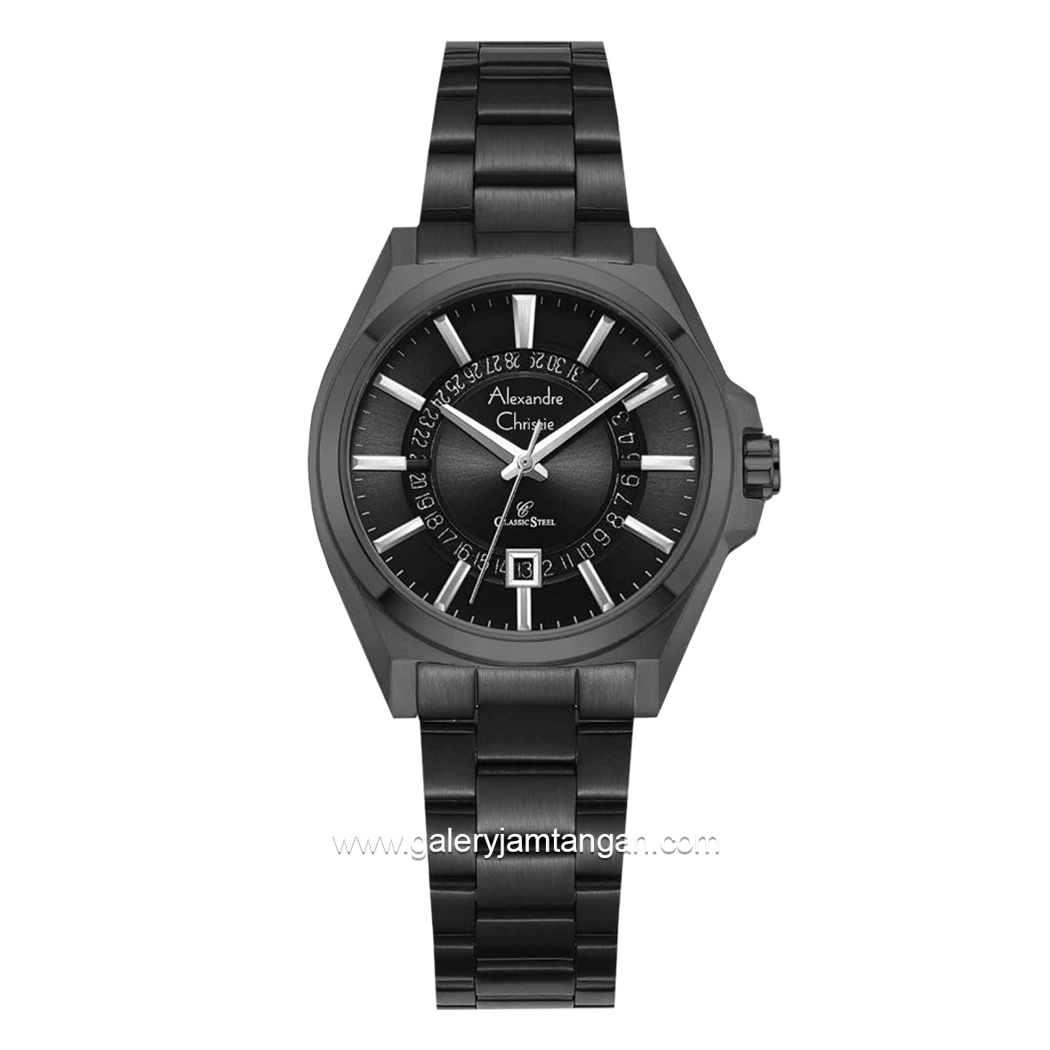 Alexandre Christie AC 8688 LD Black Rosegold Stainless Steel Strap