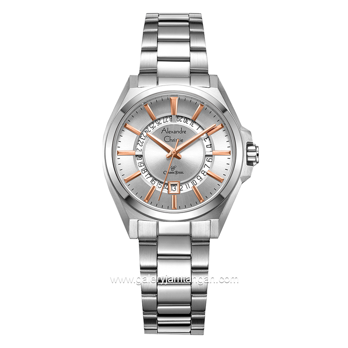 Alexandre Christie AC 8688 LD Silver Stainless Steel Strap