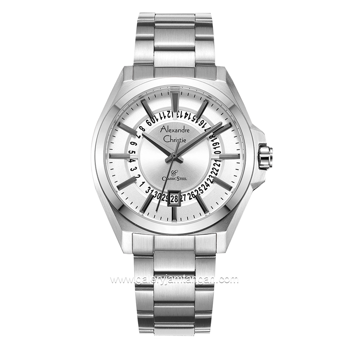 Alexandre Christie AC 8688 MD Full Silver Stainless Steel Strap