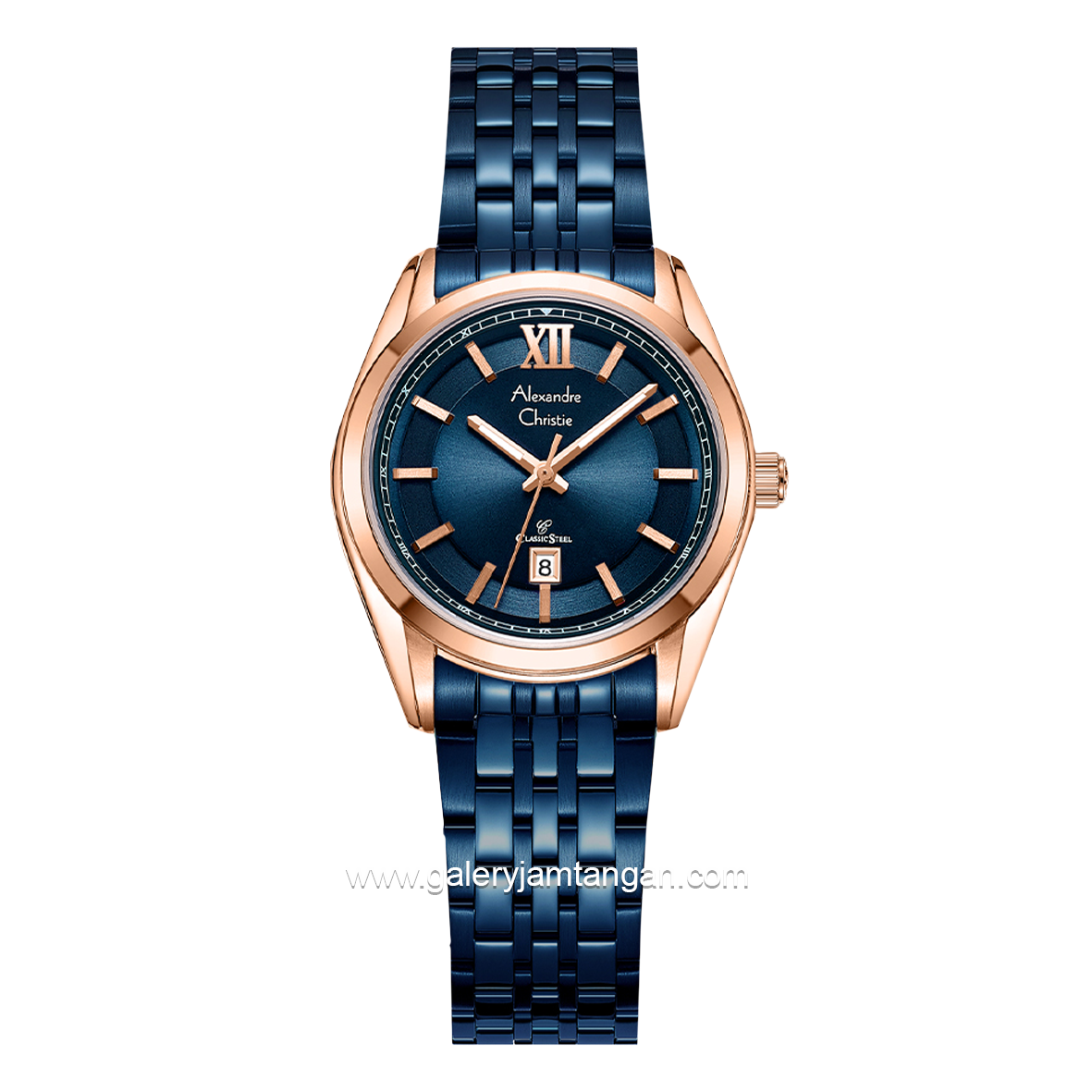 Alexandre Christie AC 8690 LD Blue Rosegold Stainless Steel