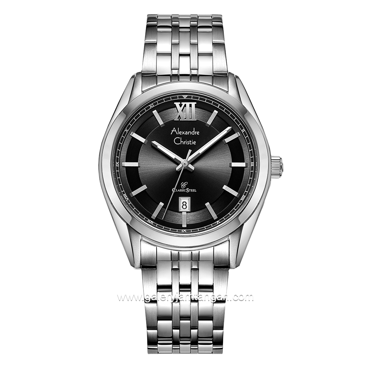 Alexandre Christie AC 8690 MD SIlver Dial Black Stainless Steel