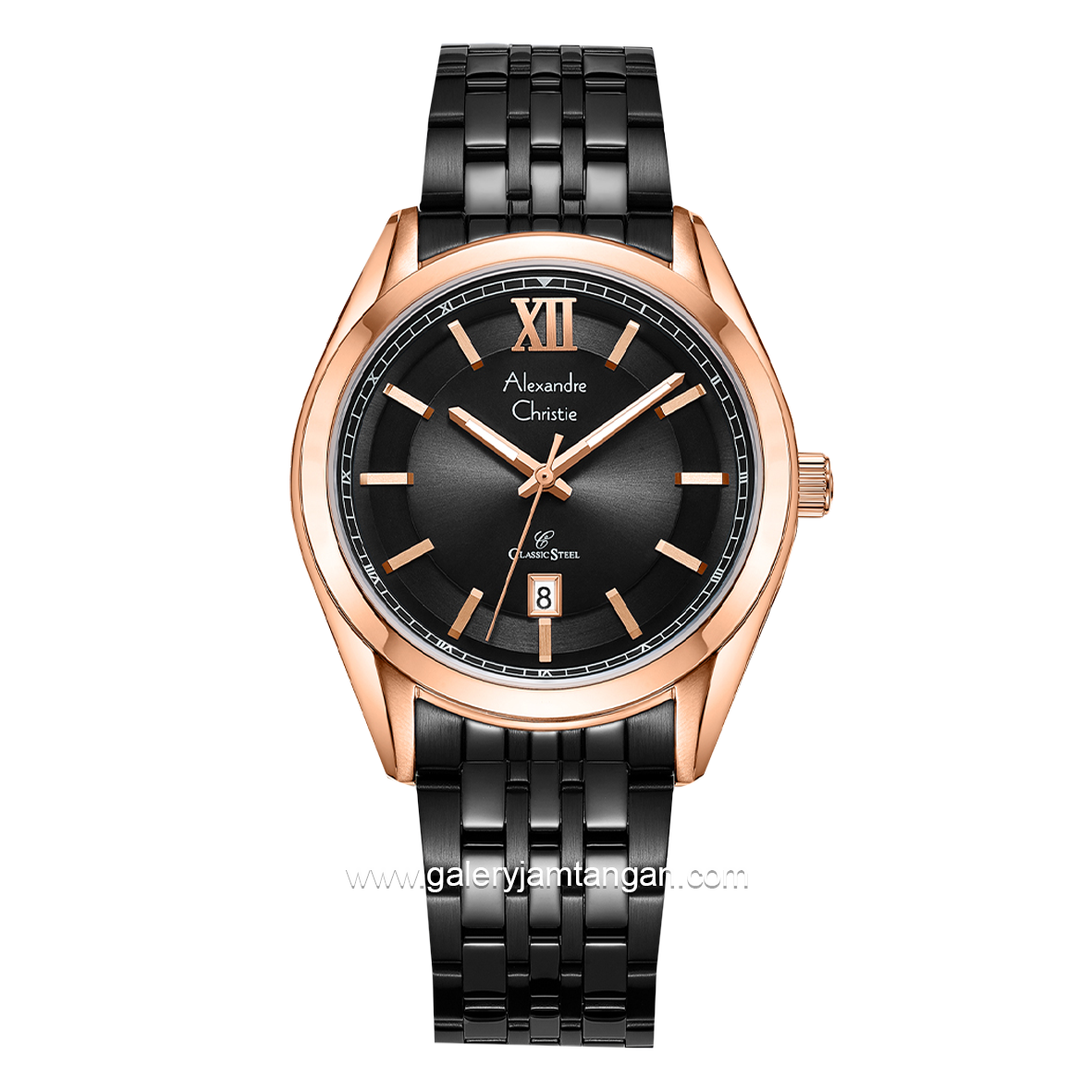 Alexandre Christie AC 8690 MD Black Rosegold Stainless Steel