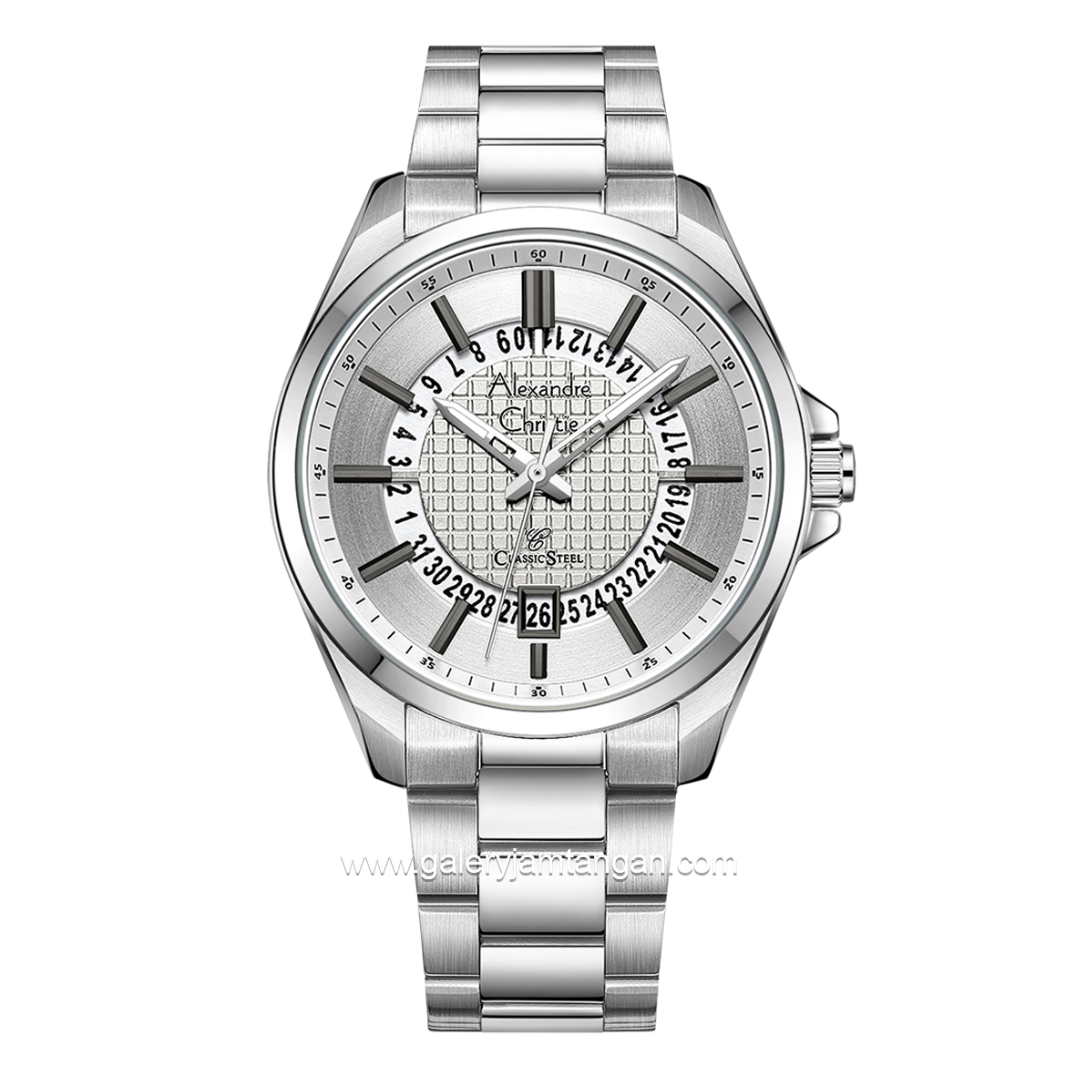 Alexandre Christie AC 8691 MD Silver Dial White Stainless Steel