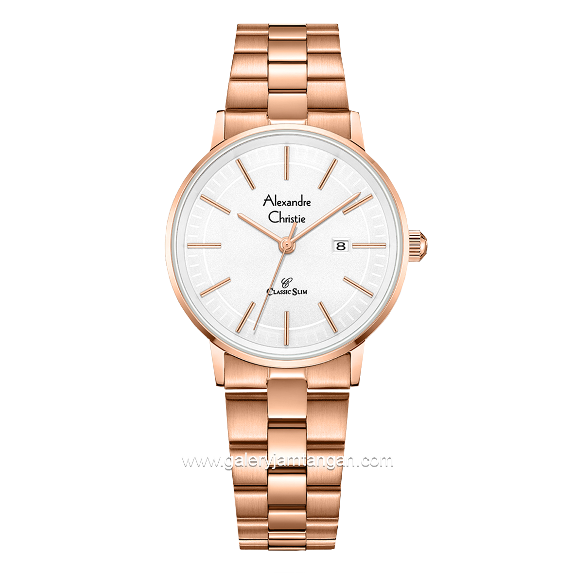 Alexandre Christie AC 8694 LD Rosegold Dial White Stainless Steel