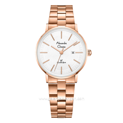 Alexandre Christie AC 8694 LD Rosegold Dial White Stainless Steel