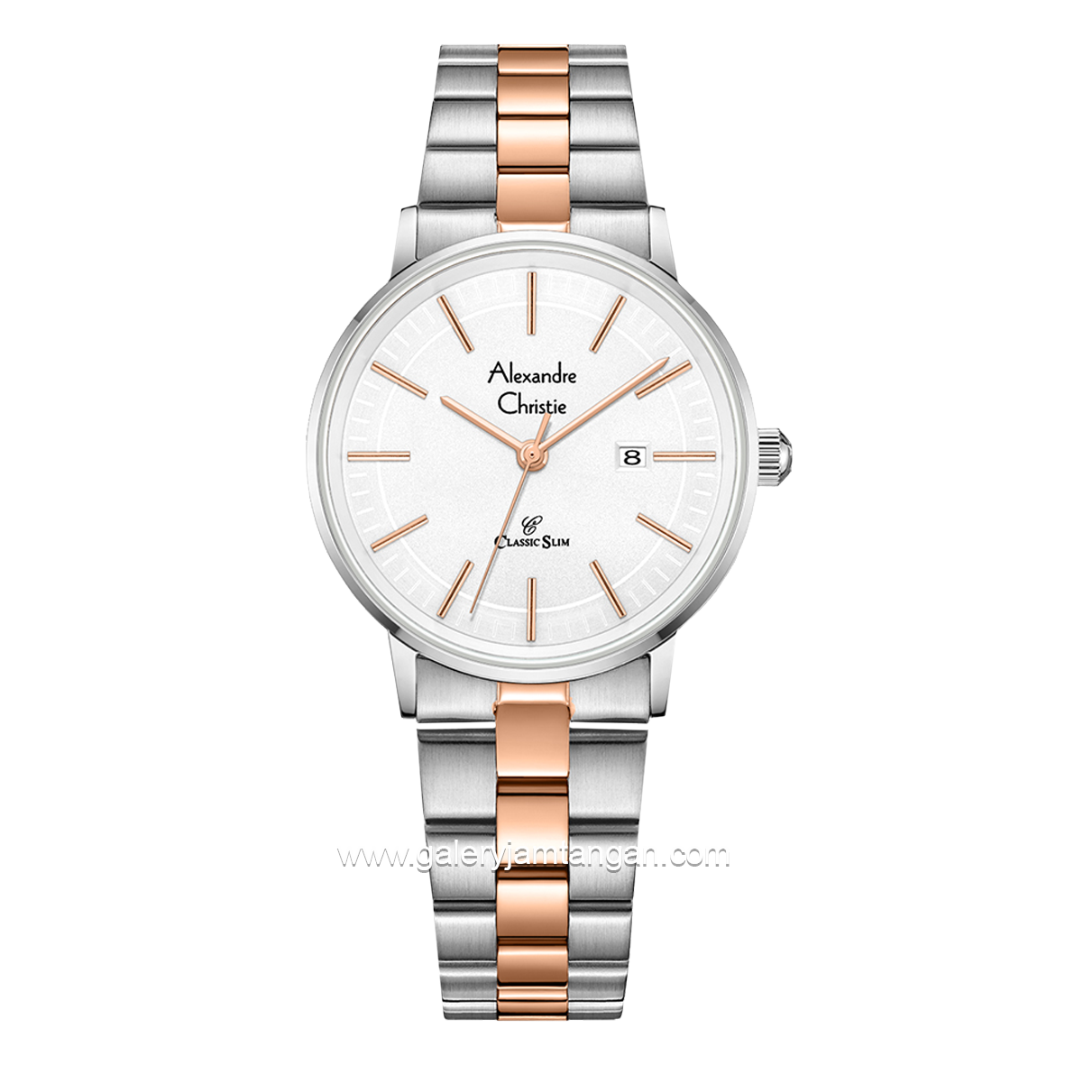 Alexandre Christie AC 8694 LD Silver Combinasi Rosegold Stainless Steel