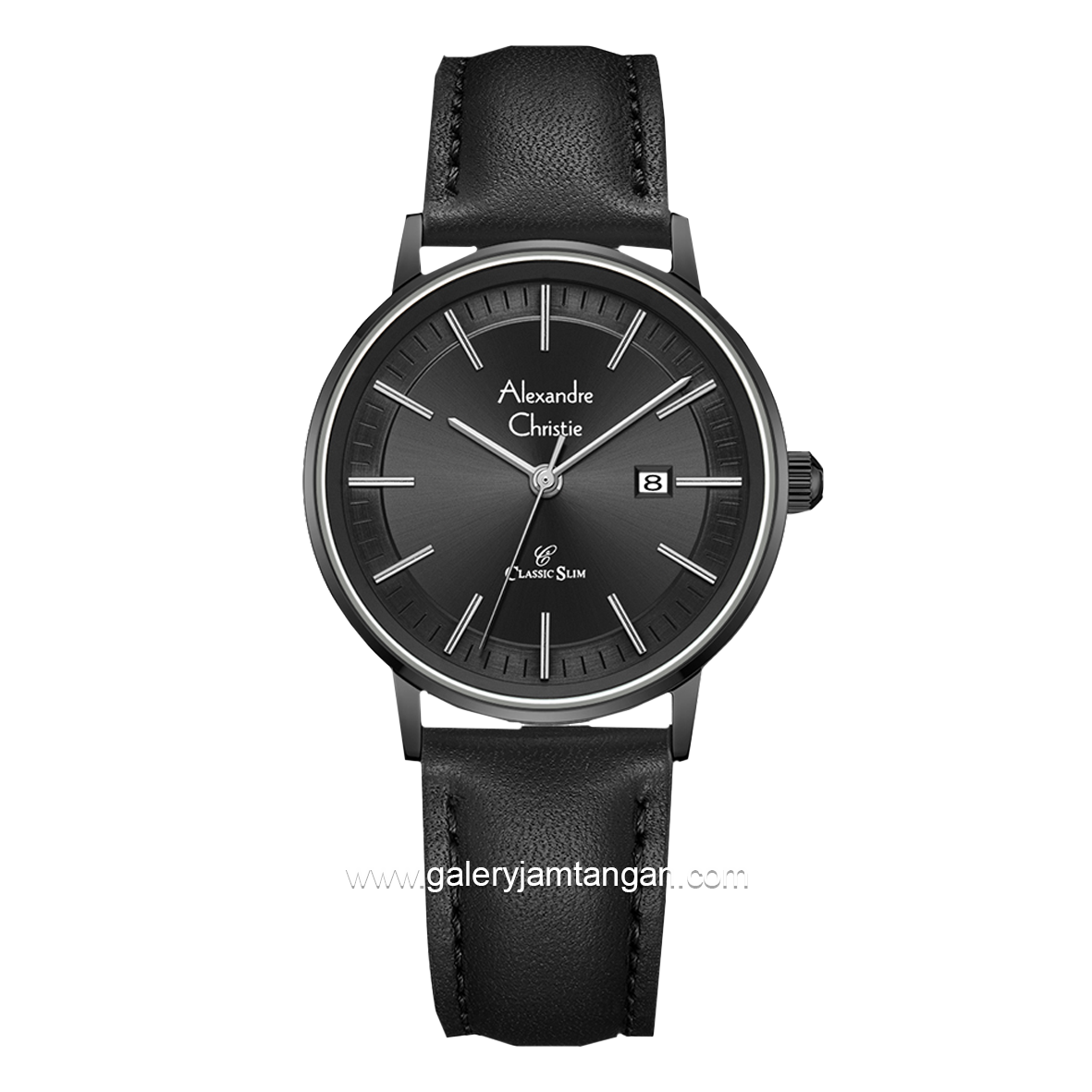 Alexandre Christie AC 8694 LD Full Black Leather Strap