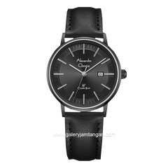 Alexandre Christie AC 8694 LD Full Black Leather Strap