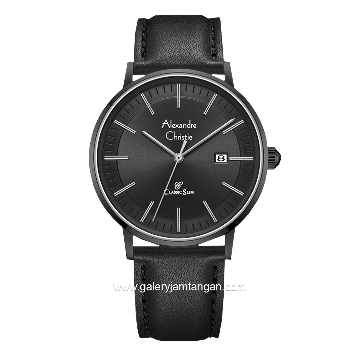 Alexandre Christie AC 8694 MD Full Black Leather Strap