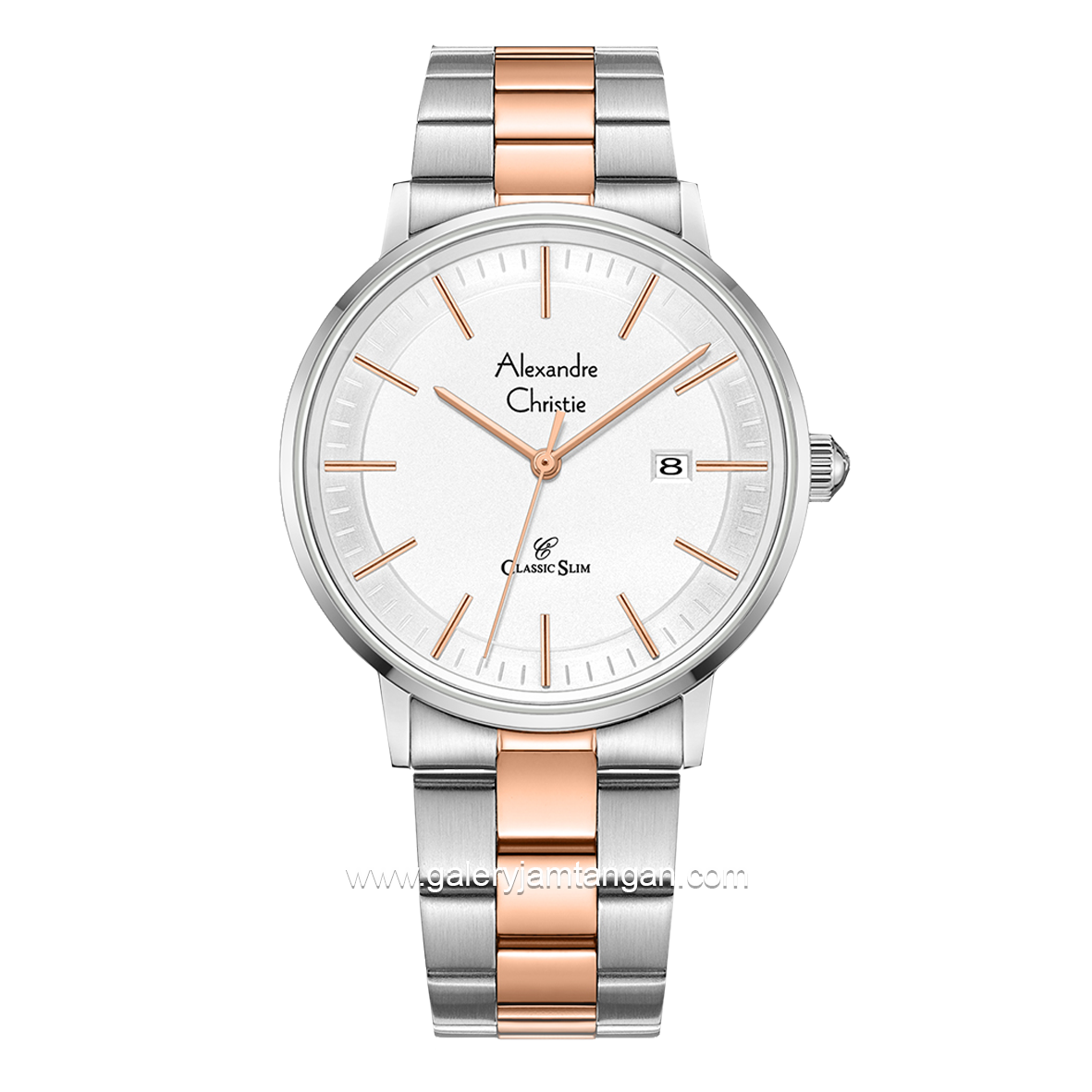 Alexandre Christie AC 8694 MD Silver Combinasi Rosegold Stainless Steel