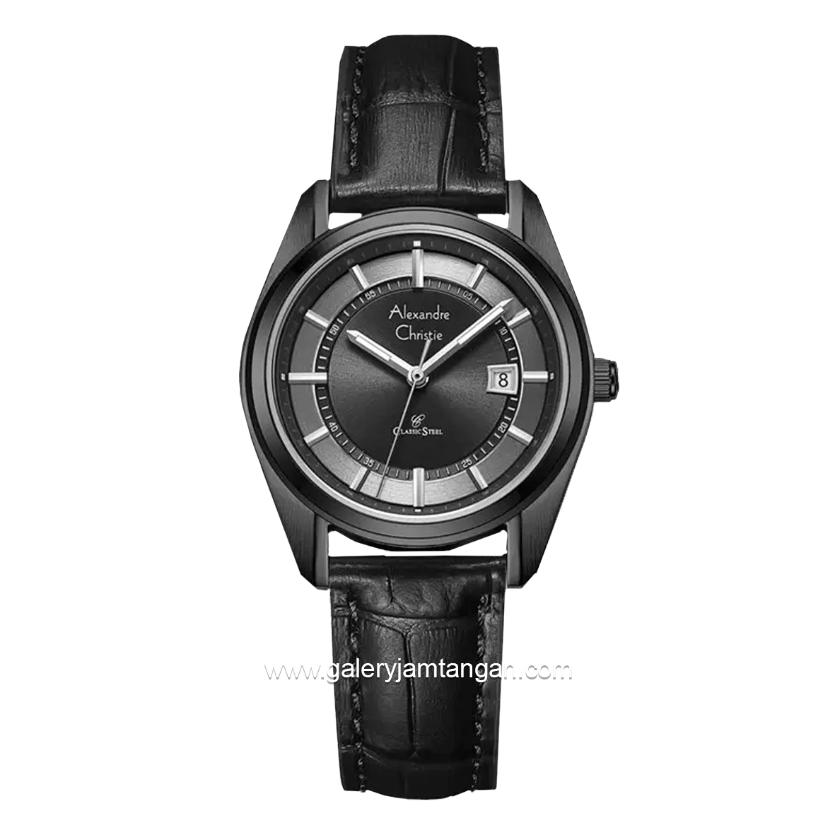 Alexandre Christie AC 8695 LD Full Black Leather Strap