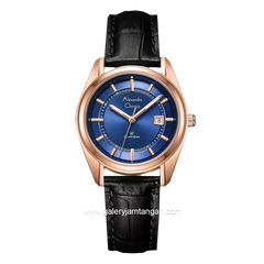 Alexandre Christie AC 8695 LD Black Rose Dial Blue Leather Strap
