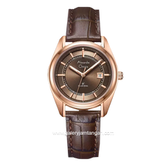 Alexandre Christie AC 8695 LD Brown Rosegold Dial Brown Leather Strap