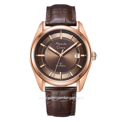 Alexandre Christie AC 8695 MD Brown Rosegold Leather Strap