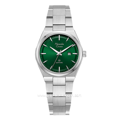 Alexandre Christie AC 8697 LD Silver Dial Green Shappire Stainless Steel