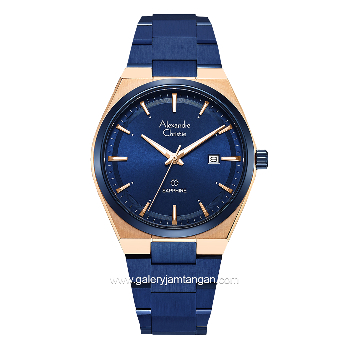 Alexandre Christie AC 8697 MD Blue Rosegold Shappire Stainless Steel