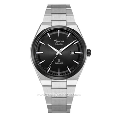 Alexandre Christie AC 8697 MD Silver Ring Black Shappire Stainless Steel