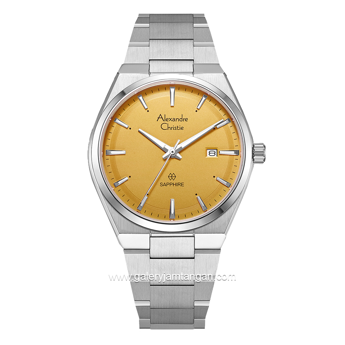 Alexandre Christie AC 8697 MD Silver Dial Yellow Shappire Stainless Steel
