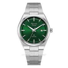 Alexandre Christie AC 8697 MD Silver Dial Green Shappire Stainless Steel