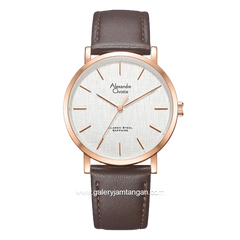 Alexandre Christie AC 8698 MH Brown Rosegold Leather Strap