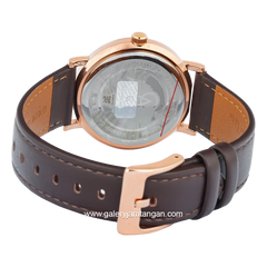 Alexandre Christie AC 8698 MH Brown Rosegold Leather Strap