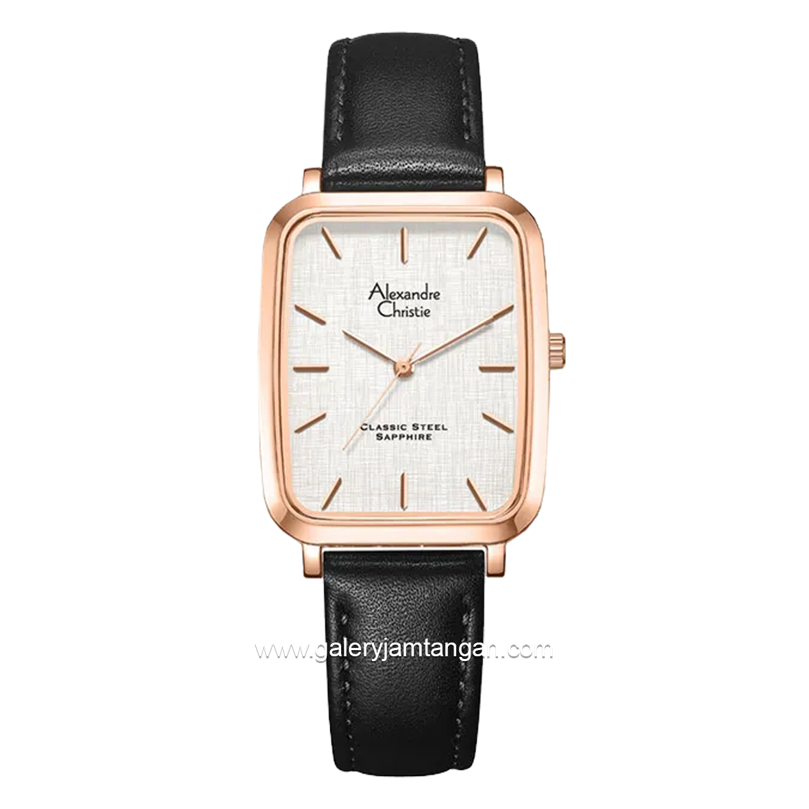 Alexandre Christie AC 8699 MH Black Rosegold Leather Strap