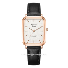 Alexandre Christie AC 8699 MH Black Rosegold Leather Strap