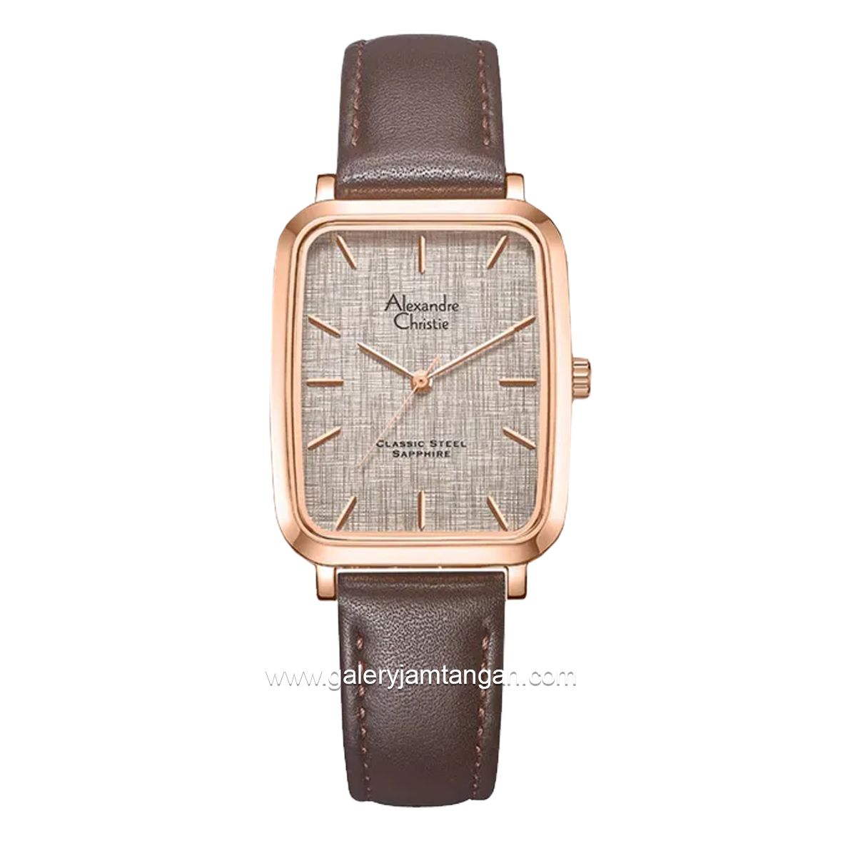 Alexandre Christie AC 8699 MH Brown Rosegold Leather Strap